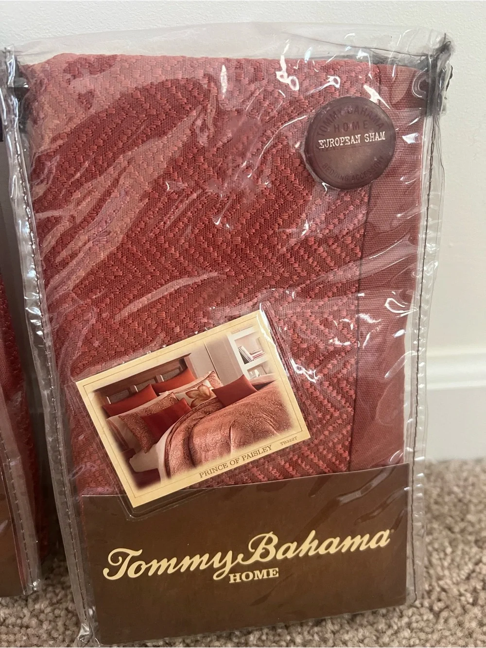NWT Lot Of 2 Tommy Bahama Home Prince Of Paisley Euro Shams Orange Rust Red